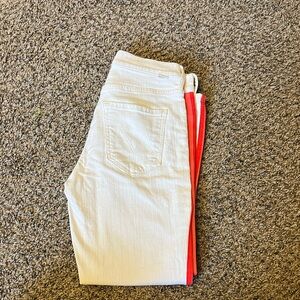 MOTHER White and Red Ankle Jeans